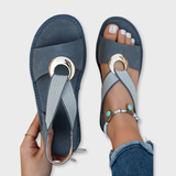 Stella - Flat Sandals With Metal Buckle