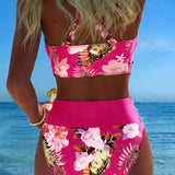 Lorraine - Bikini with Contrasting Floral Print and Slit
