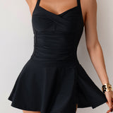 Maclair & Co. - Women's Twisted Ruched Swim Dress Slit Strap Tankini Swimsuit