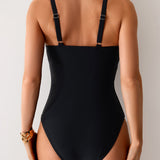 Maclair & Co. - Women's One Piece Swimsuit Sexy Mesh Sheer Tummy Control Bathing Suit Cross Twist Front Swimwear