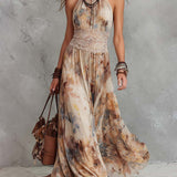 Bianca - Stylish Lace Trim Maxi Dress