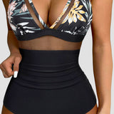 Maclair & Co. - Women Sexy Mesh Tummy Control Swimsuit Push Up High Waisted Bathing Suit