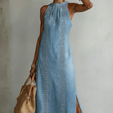Julia - Retro Lace Denim Dress