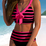 Victoria - High Waist Striped Bikini
