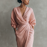 Alessia - Pink Linen Maxi Dress