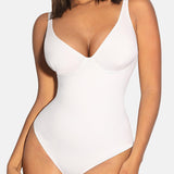 Deep V Neck Tummy Control Thong Bodysuit