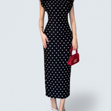 Polka Dot - Elegant V-Neck Waist Dress