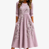 Blushing Orchard Floral Midi Dress