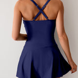 Maclair & Co. - Women's Twisted Ruched Swim Dress Slit Strap Tankini Swimsuit