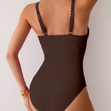 Maclair & Co. - Women's One Piece Swimsuit Sexy Mesh Sheer Tummy Control Bathing Suit Cross Twist Front Swimwear