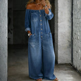 Helena - Long Sleeve Jumpsuit with Exposed Shoulders