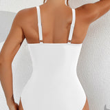 Maclair & Co. - Women Plus Size One Piece Swimsuit V Neck Mesh Sheer Tummy Control Bathing Suit