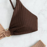 Natalie - Ribbed Two Tone High Leg Bikini