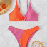 Natalie - Ribbed Two Tone High Leg Bikini