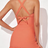 Maclair & Co. - Deep V Cross-Back Ruched One-Piece Swimsuit