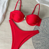 Vanessa - Metallic High Leg Bikini with Removable Cups