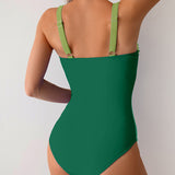 Maclair & Co. - Women One Piece Swimsuit Ruched Tummy Control Bathing Suit Slimming Color Block Swim Suit Swimwear