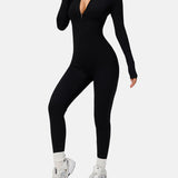 Women Zip Up Long Sleeve Workout Jumpsuit