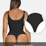 Deep V Neck Tummy Control Thong Bodysuit