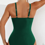 Maclair & Co. - Women Plus Size One Piece Swimsuit V Neck Mesh Sheer Tummy Control Bathing Suit