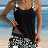 Susan - Swimsuit Tank Top with Printed Boxer Set