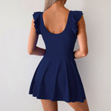 Maclair & Co. - Women One Piece Swim Dress Tummy Control Swimsuit Slimming Ruffle Side Tie Kont Swimdress Bathing Suit