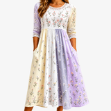 Lavender Meadow Patchwork Midi Dress