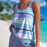 Naomi - Tankini with U-Neckline and Striped Design