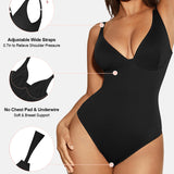 Deep V Neck Tummy Control Thong Bodysuit