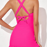 Maclair & Co. - Deep V Cross-Back Ruched One-Piece Swimsuit