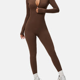 Women Zip Up Long Sleeve Workout Jumpsuit