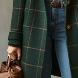 Bellarive plaid tweed coat with lapel collar