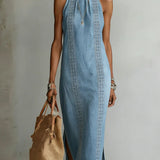 Julia - Retro Lace Denim Dress