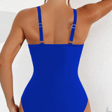 Maclair & Co. - Women Plus Size One Piece Swimsuit V Neck Mesh Sheer Tummy Control Bathing Suit