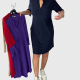 Katherine - Solid V-Neck Dress