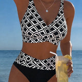 Sydney - Two-Piece Bikini with Cut-Out Bra and Diamond Pattern
