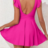 Maclair & Co. - Women's One Piece Swimsuit Ruffle Cutout Swimdress Tummy Control V Neck Wrap Swimwear