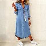 Helen - Casual Elegant Long Denim Shirt Dress