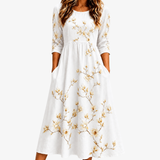 Ivory Blossom Grace Pocket Midi Dress