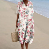 Sylvia - Vintage Floral Linen Style Dress
