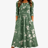 Evergreen Bloom Relaxed Pocket Midi Dress