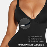 Deep V Neck Tummy Control Thong Bodysuit
