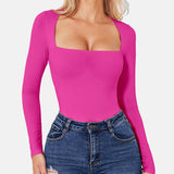 Square Neck Sculpting Bodysuit Second Skin Fit Seamless Thong