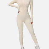 Women Zip Up Long Sleeve Workout Jumpsuit