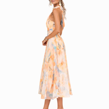 Aurora - Halter Neck Dress with Watercolor Print