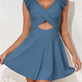 Maclair & Co. - Women's One Piece Swimsuit Ruffle Cutout Swimdress Tummy Control V Neck Wrap Swimwear