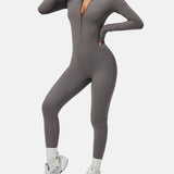 Women Zip Up Long Sleeve Workout Jumpsuit
