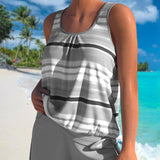 Naomi - Tankini with U-Neckline and Striped Design