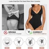 Deep V Neck Tummy Control Thong Bodysuit
