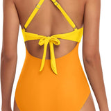 Maclair & Co. - Women's One Piece Swimsuits Tummy Control Cutout High Waisted Bathing Suit Wrap Tie Back